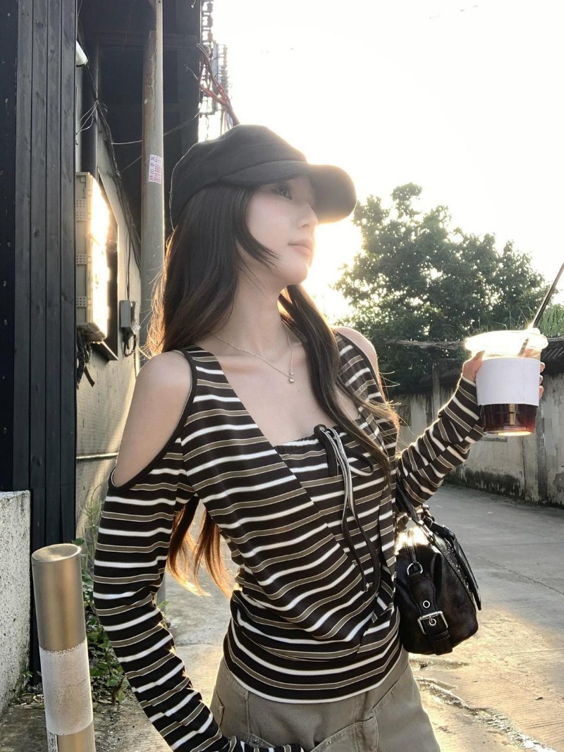 Kimotimo Women Stripe Long Sle - đánh giá và giá Vintage Y2K