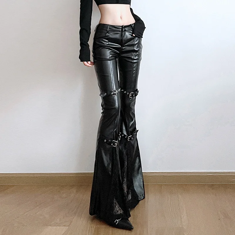 Women's PU Leather Flare Pants - đánh giá và giá Vintage Fashion Aesthetic