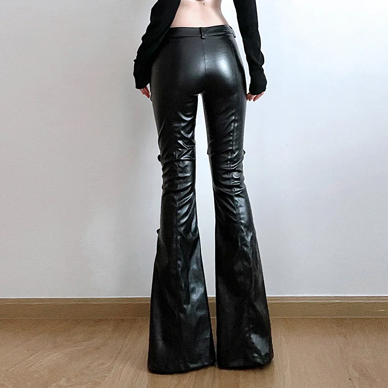 Women's PU Leather Flare Pants - đánh giá và giá Vintage Fashion Aesthetic